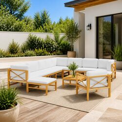 Value-Focused 12-Piece Teak Wood Lounge Set
