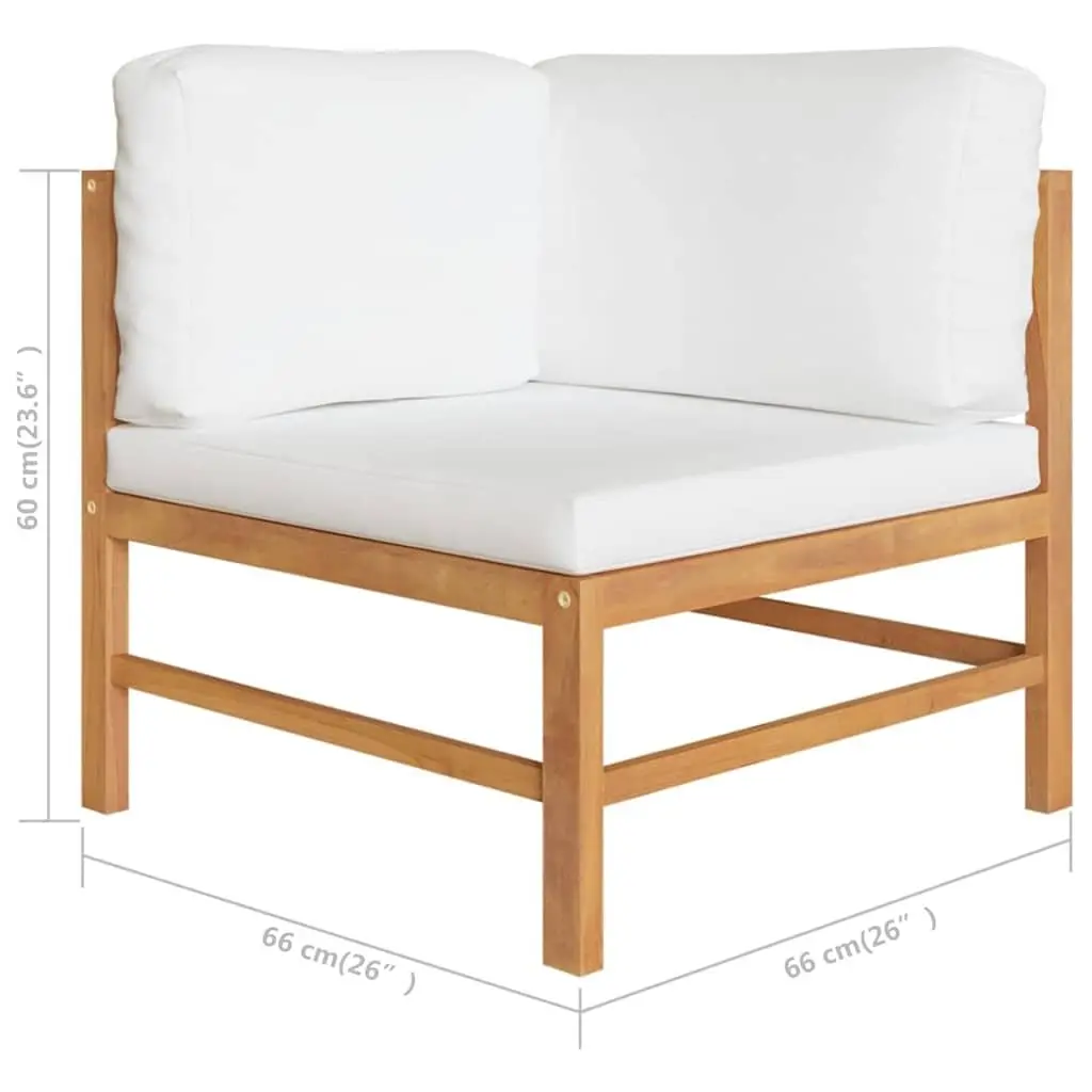7 Piece Garden Lounge Set Outdoor Furniture Cushions Teak Wood Cream