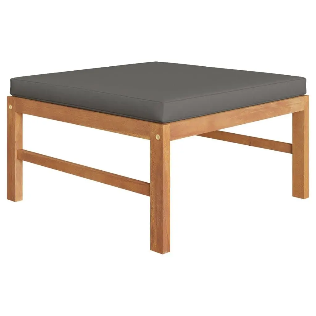 Garden Lounge Set Outdoor Furniture Teak Wood 4 Piece Grey Cushions