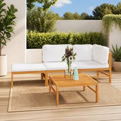 Durable and Comfortable 4 Piece Teak Wood Lounge Set