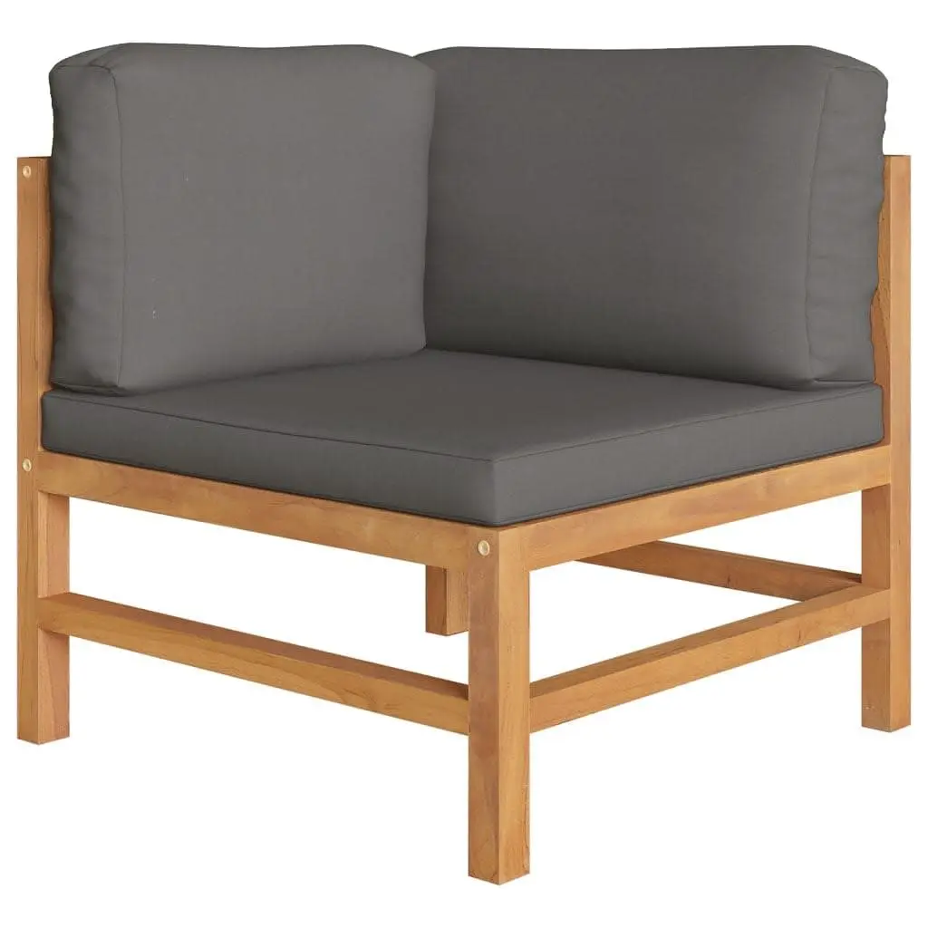 8 Piece Outdoor Patio Lounge Set Teak Wood Grey Cushions Garden Furniture