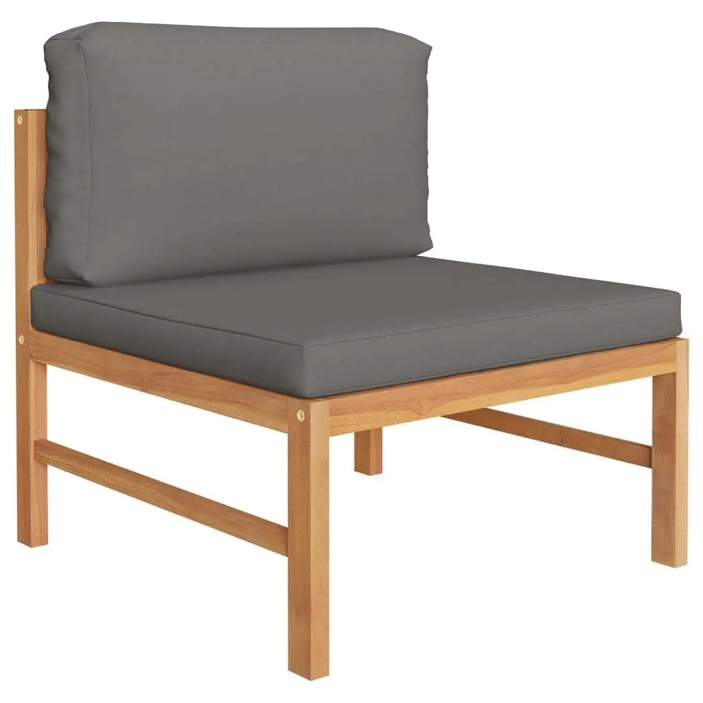 8 Piece Outdoor Patio Lounge Set Teak Wood Grey Cushions Garden Furniture
