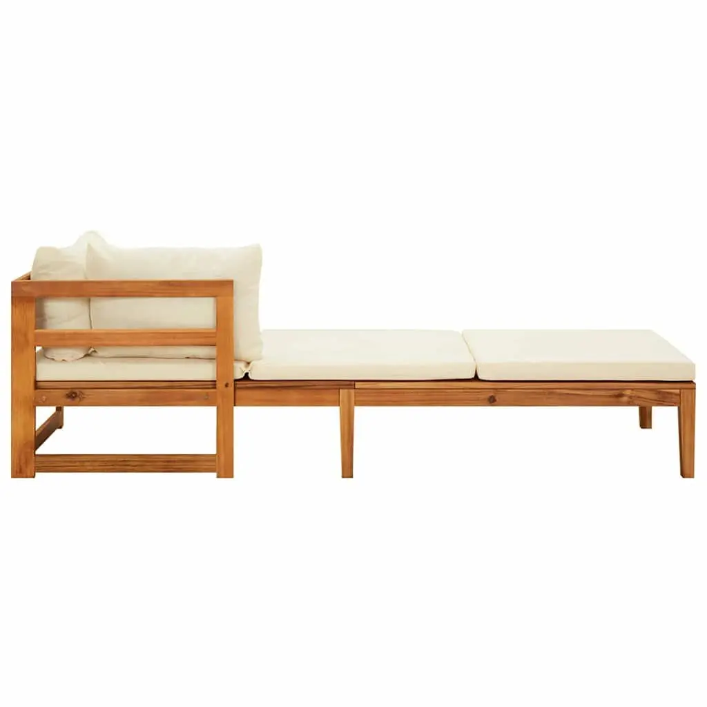 Outdoor Lounge Set Garden 3 Piece Acacia Wood Cream Cushions