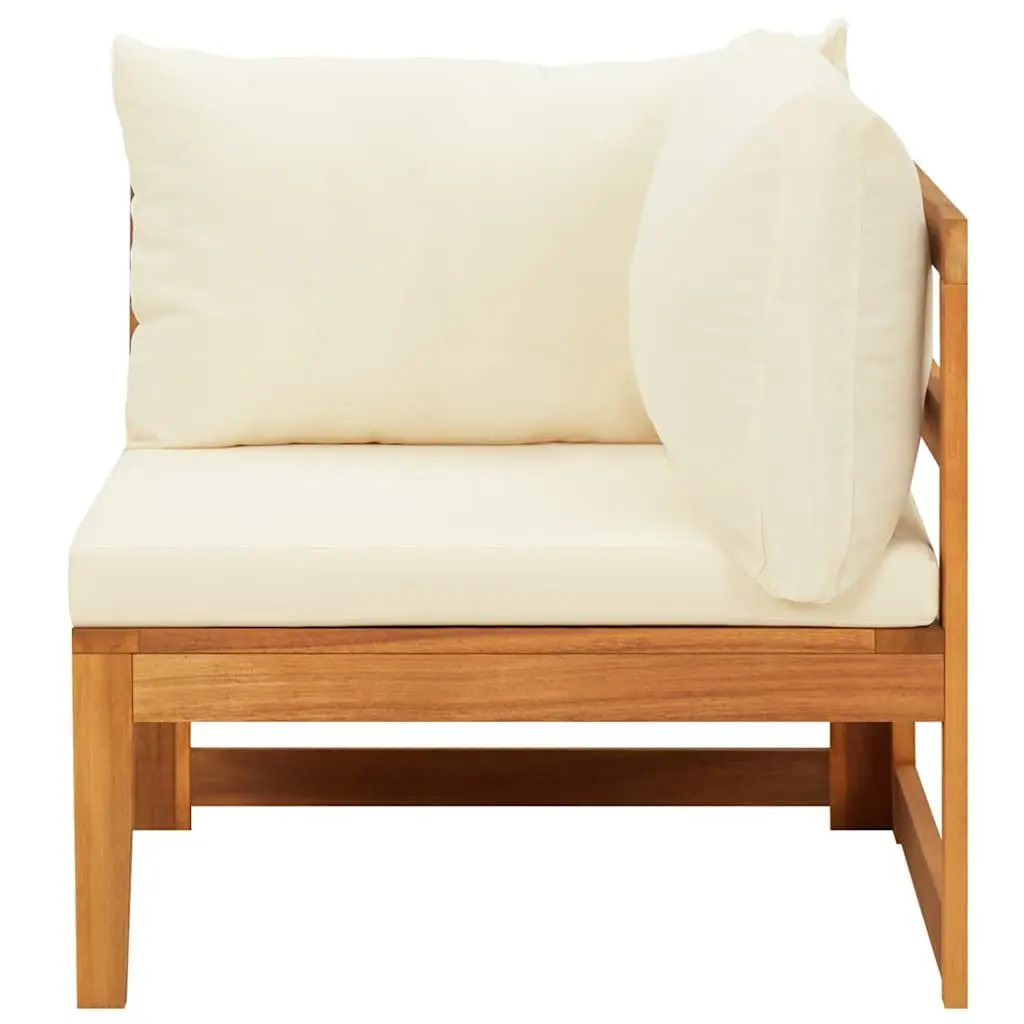 Garden Lounge Set 4 Piece Outdoor Patio Furniture Acacia Wood with Cream Cushions