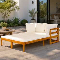 Practical and Affordable Acacia Wood Lounger Set