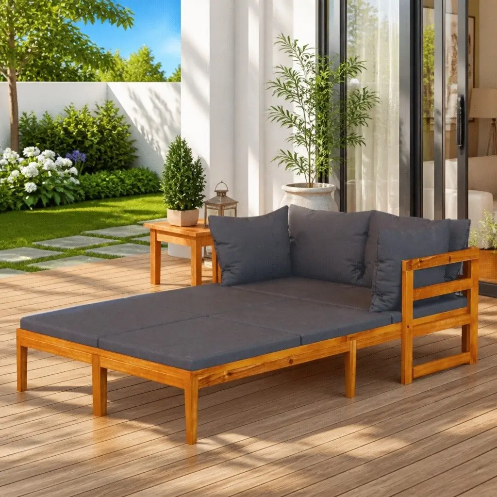 Sun Loungers with Dark Grey Cushions for Relaxation