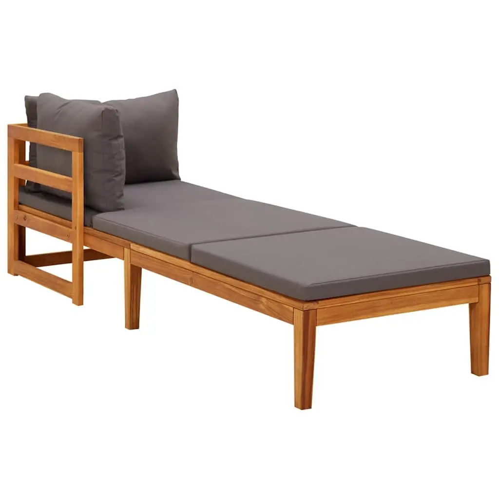 Wooden Garden Lounge Set 3 Piece Outdoor Furniture Acacia Grey Cushioned