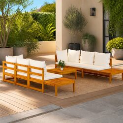 Durable 5-Piece Acacia Lounge Set with Cream Cushions