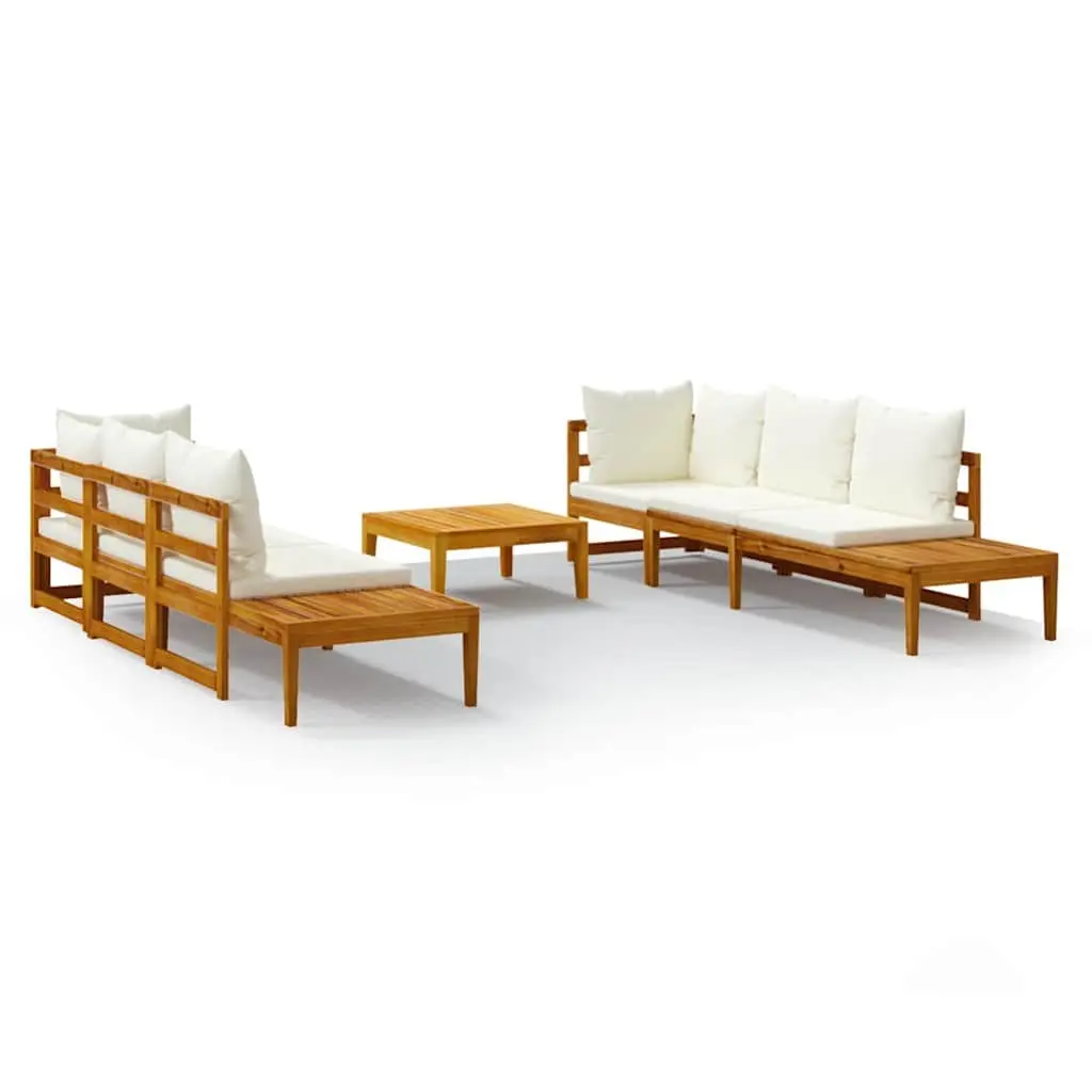 5-Piece Acacia Lounge Set with Cream Cushions