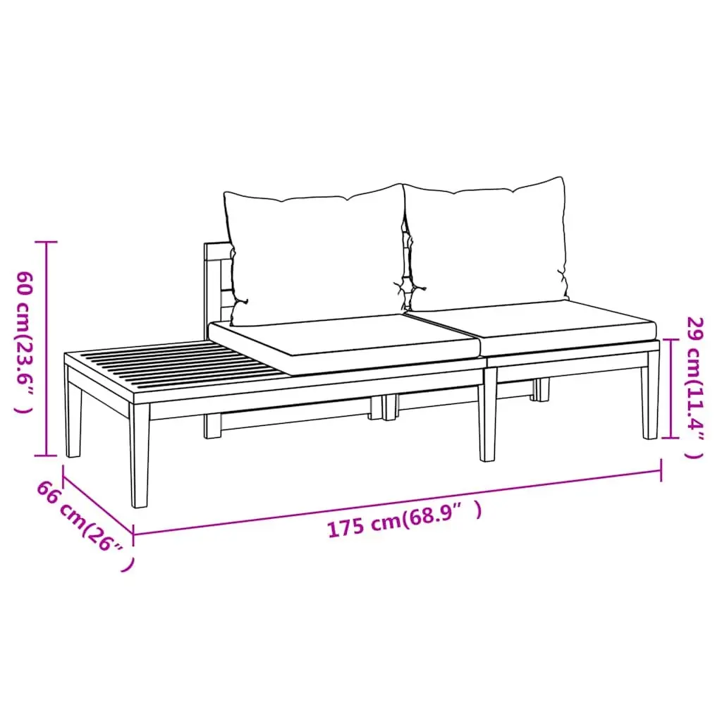 5-Piece Acacia Lounge Set with Cream Cushions