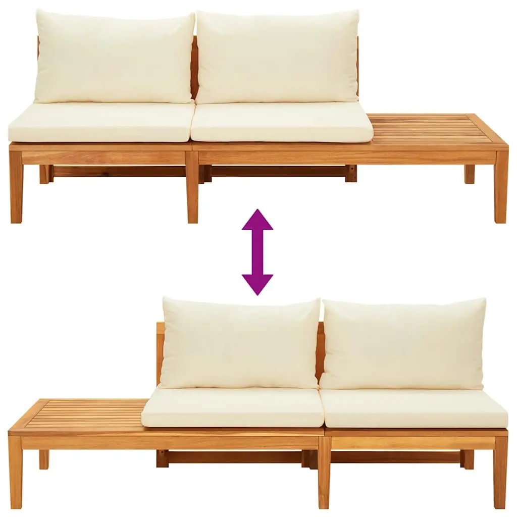 5-Piece Acacia Lounge Set with Cream Cushions
