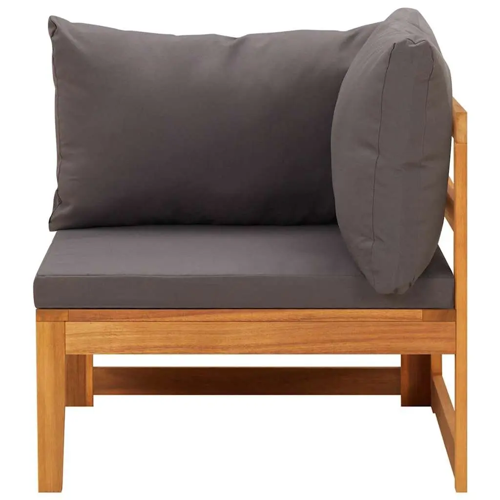 5 Piece Garden Lounge Set Outdoor Furniture Acacia Wood Grey Cushions