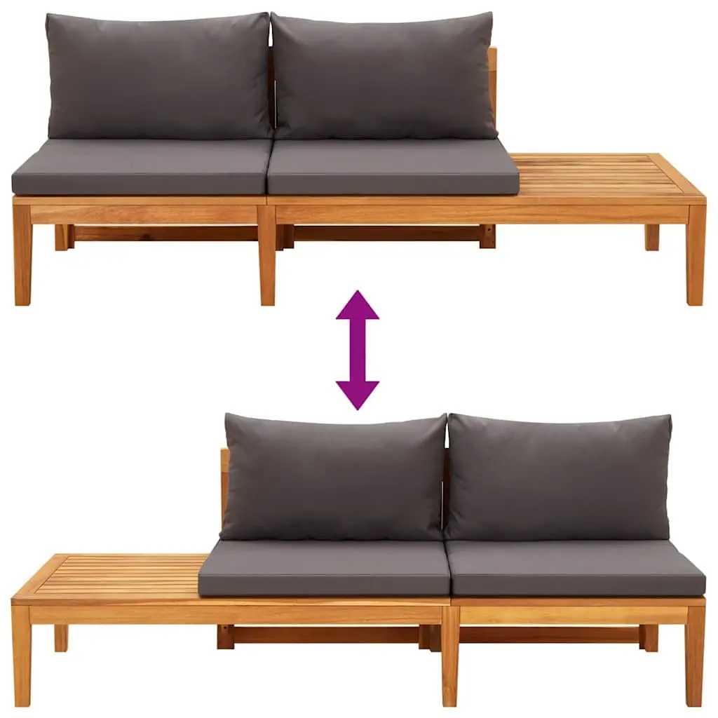 5 Piece Garden Lounge Set Outdoor Furniture Acacia Wood Grey Cushions