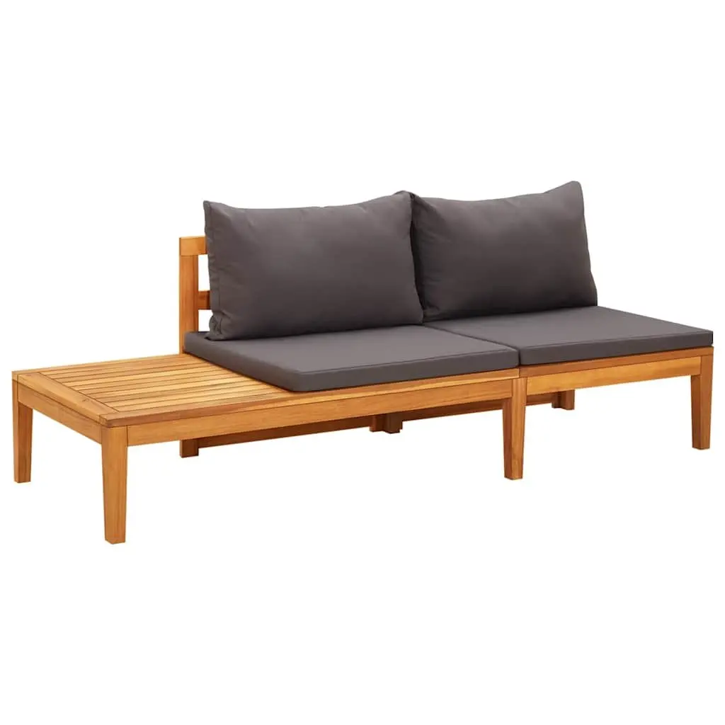 Garden Lounge Set 4 Piece Outdoor Patio Furniture Acacia Wood Grey Cushions