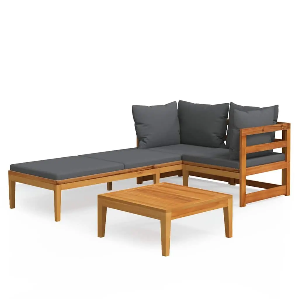 Garden Lounge Set Outdoor Furniture 3 Piece Acacia Wood Grey