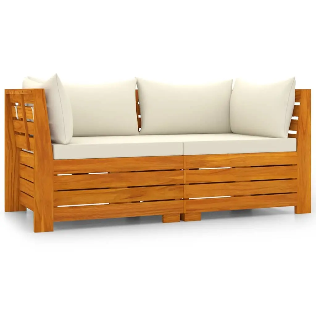 2-Seater Garden Sofa Outdoor Lounge White Wooden Patio Furniture with Cushions