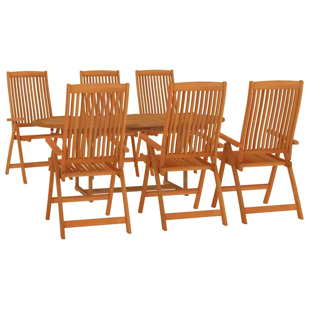 Garden Dining Set 7 Piece Outdoor Patio Extendable Table Reclining Chairs Brown