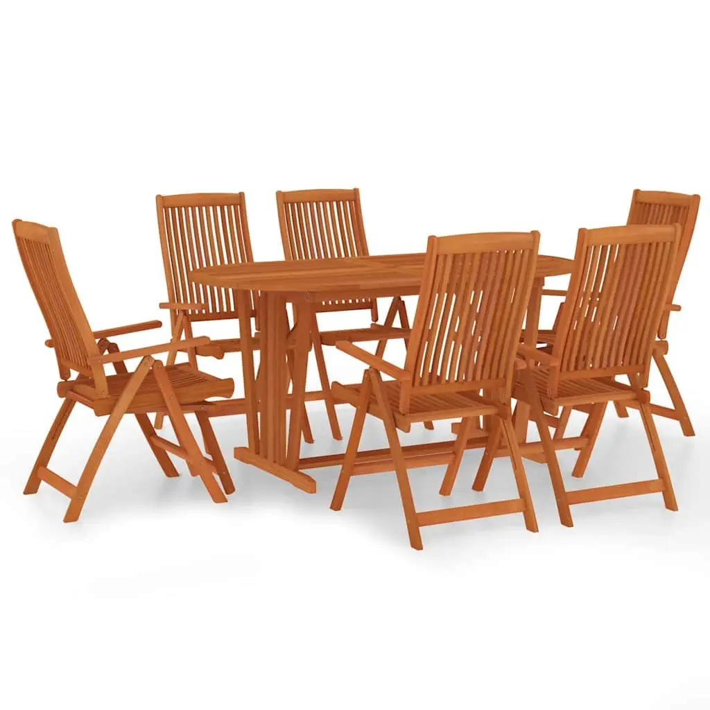 7 Piece Outdoor Dining Set Solid Eucalyptus Wood Garden Patio Furniture Brown