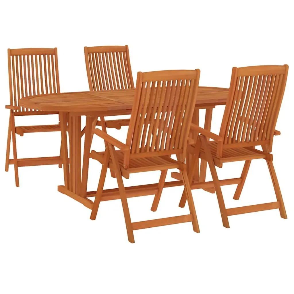 Garden Dining Set 5 Piece Outdoor Patio Furniture Extendable Table Reclining Chairs Brown