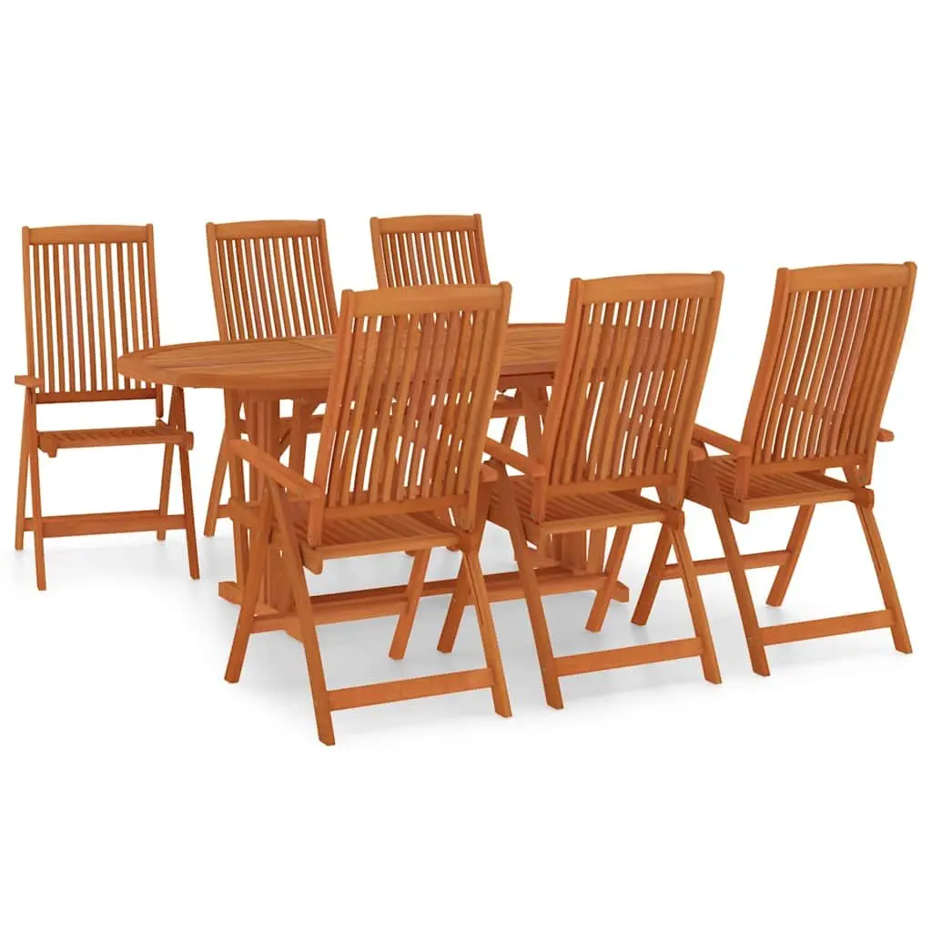 Garden Dining Set 7 Piece Outdoor Patio Furniture Extendable Table Reclining Armchairs Brown