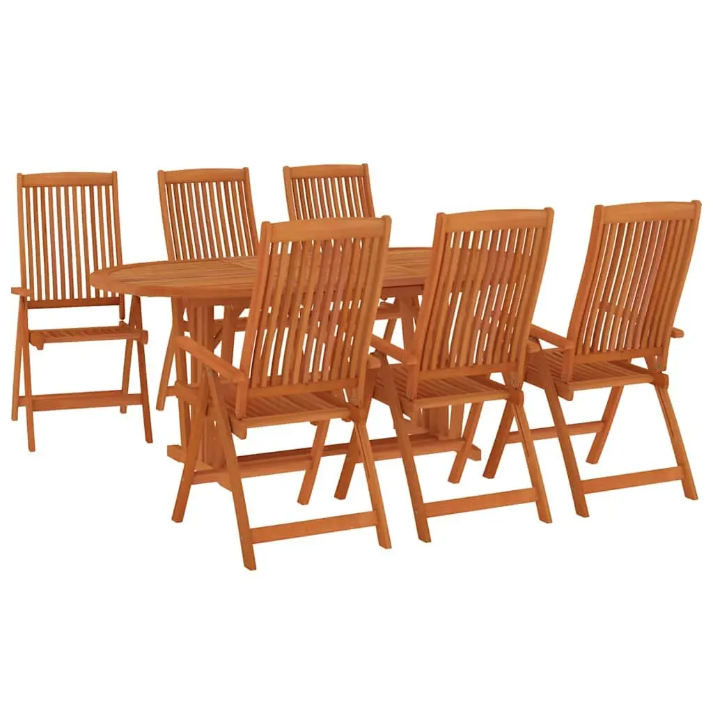 Garden Dining Set 7 Piece Outdoor Patio Furniture Extendable Table Reclining Armchairs Brown
