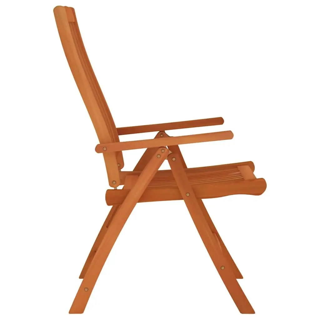 Folding Garden Chairs 6 Piece Outdoor Reclining Solid Wood Eucalyptus Brown