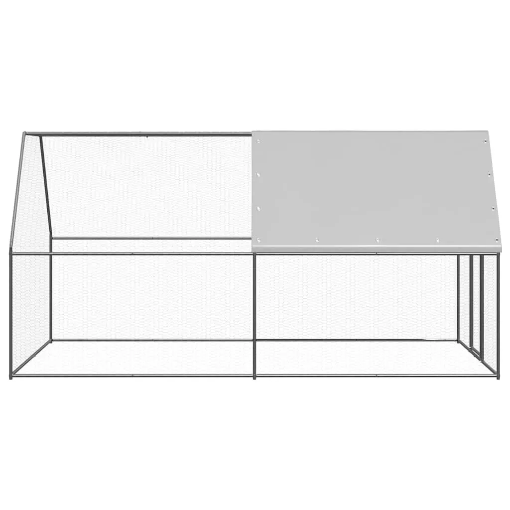 Outdoor Chicken Cage Galvanised Steel Coop Run 2x4x2m Silver