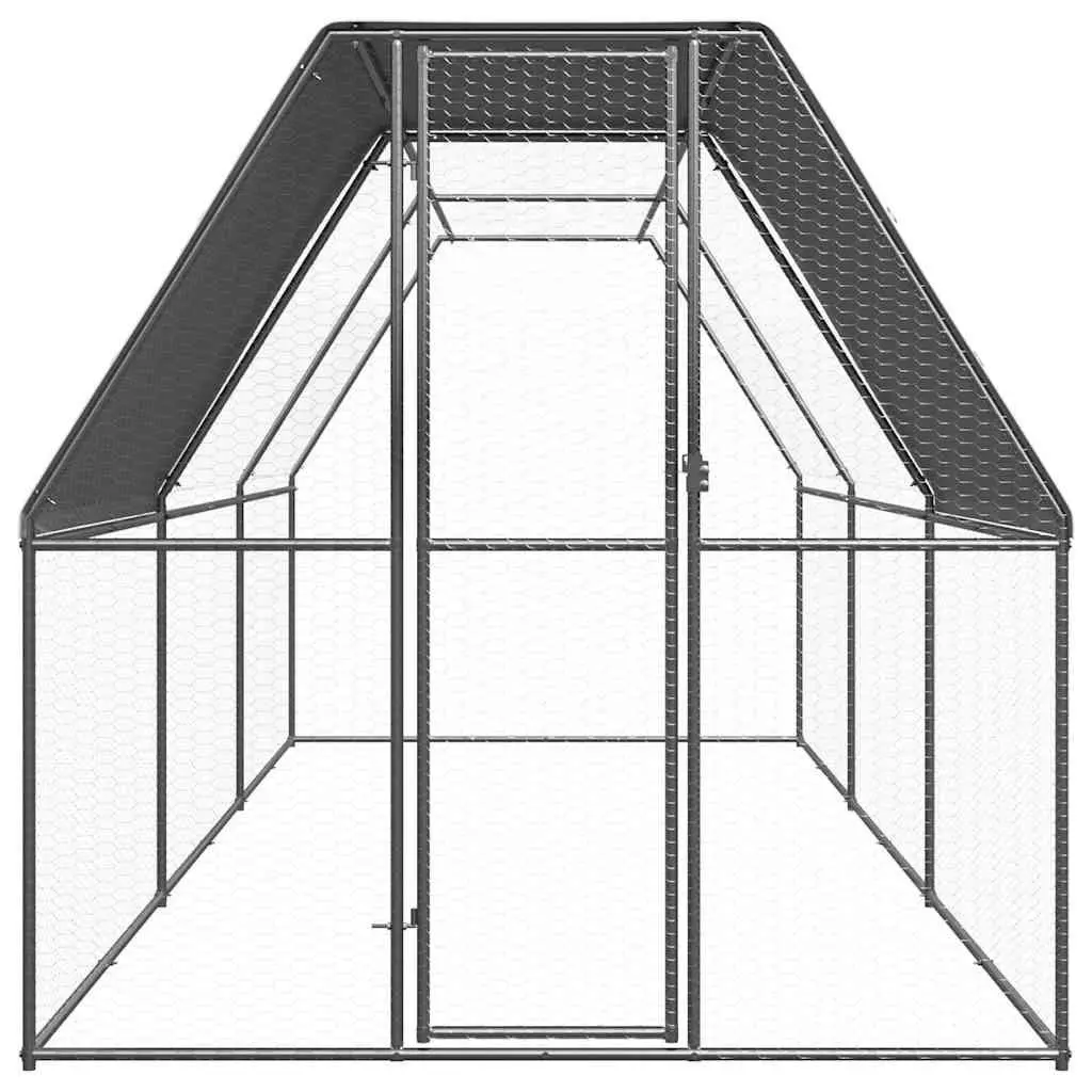 Outdoor Chicken Cage Galvanised Steel Enclosure 2x6x2m Silver