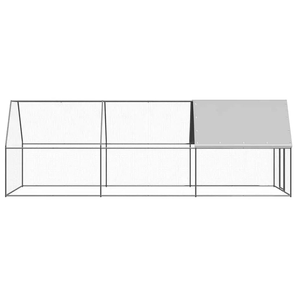 Outdoor Chicken Cage Galvanised Steel Enclosure 2x6x2m Silver