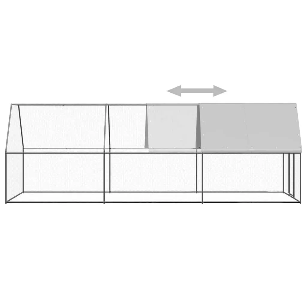 Outdoor Chicken Cage Galvanised Steel Enclosure 2x6x2m Silver