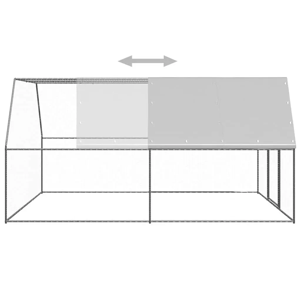 Outdoor Chicken Cage Galvanised Steel Large Animal Aviary Enclosure 3 x 4 x 2 m Silver