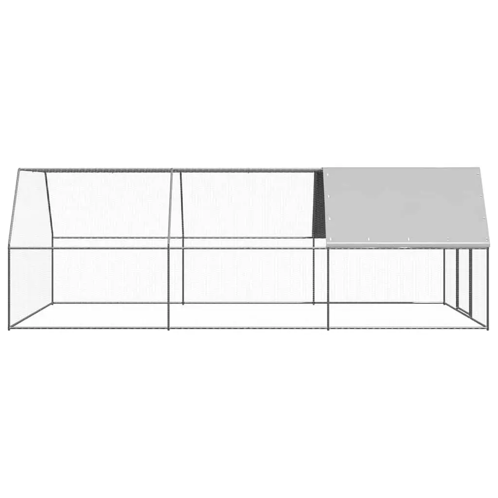 Outdoor Chicken Cage Galvanised Steel Run Coop 3x6x2 m Silver