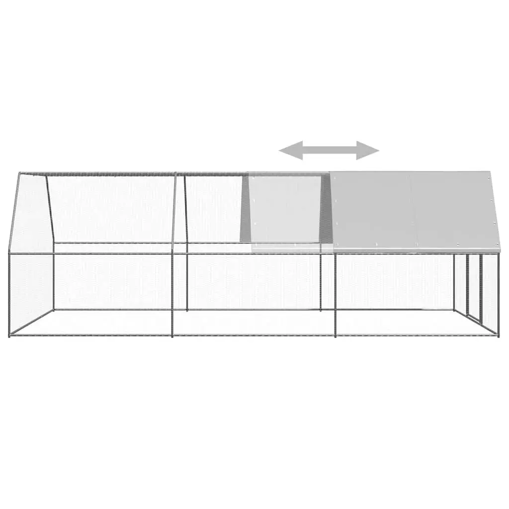 Outdoor Chicken Cage Galvanised Steel Run Coop 3x6x2 m Silver