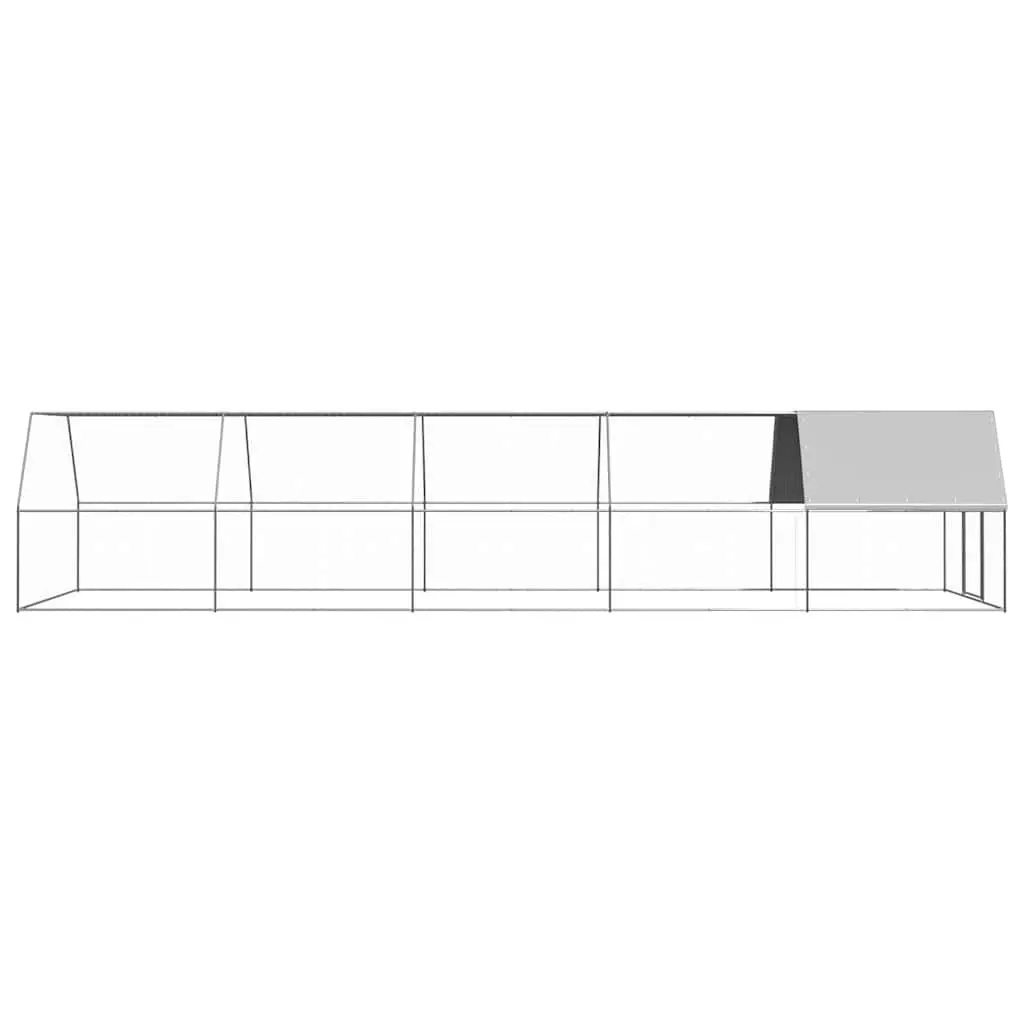 Outdoor Chicken Cage Aviary Run Enclosure 3x10x2m Galvanised Steel Silver