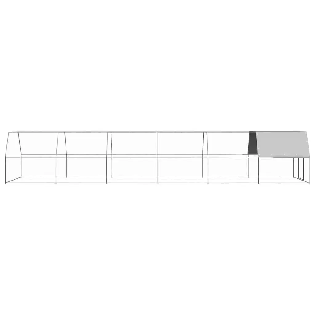 Chicken Run Enclosure Galvanised Steel 3m x 12m x 2m Outdoor Silver for Small Animals