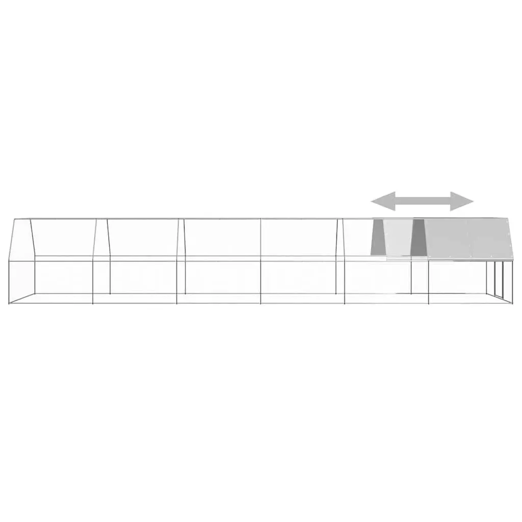 Chicken Run Enclosure Galvanised Steel 3m x 12m x 2m Outdoor Silver for Small Animals