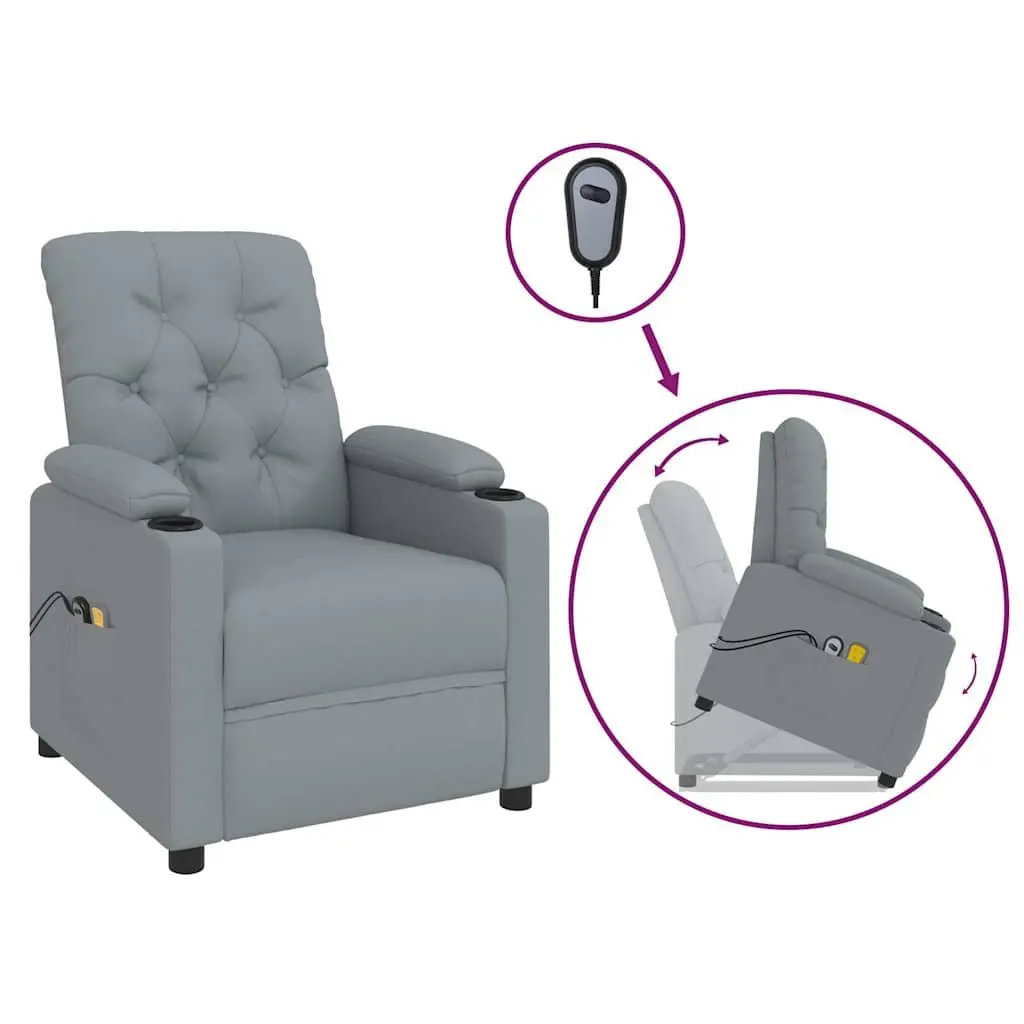 Stand Up Massage Chair Electric Recliner Lift Function Vibration Grey Fabric