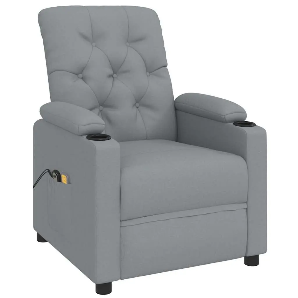 Stand Up Massage Chair Electric Recliner Lift Function Vibration Grey Fabric