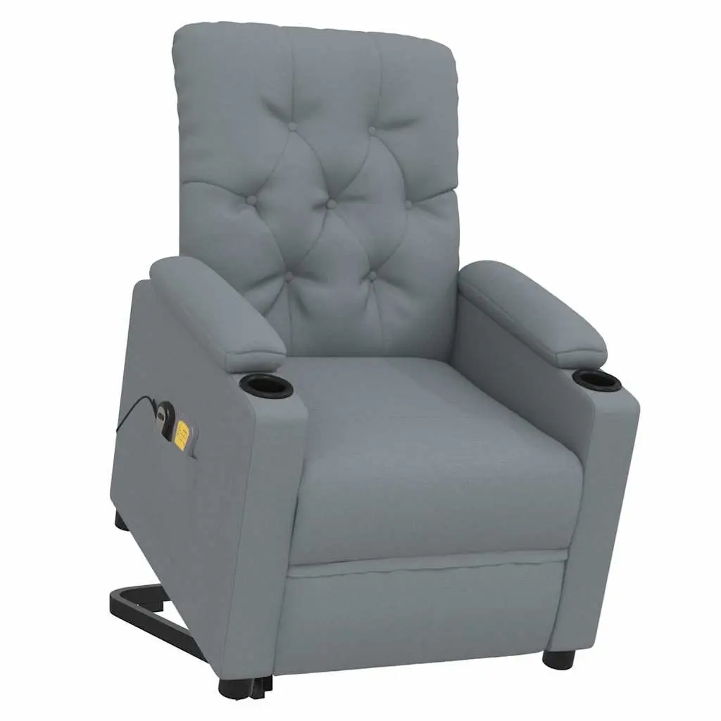 Stand Up Massage Chair Electric Recliner Lift Function Vibration Grey Fabric
