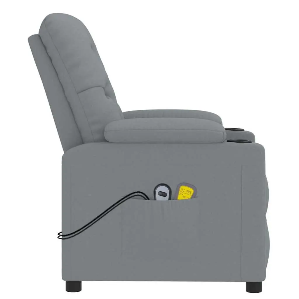 Stand Up Massage Chair Electric Recliner Lift Function Vibration Grey Fabric