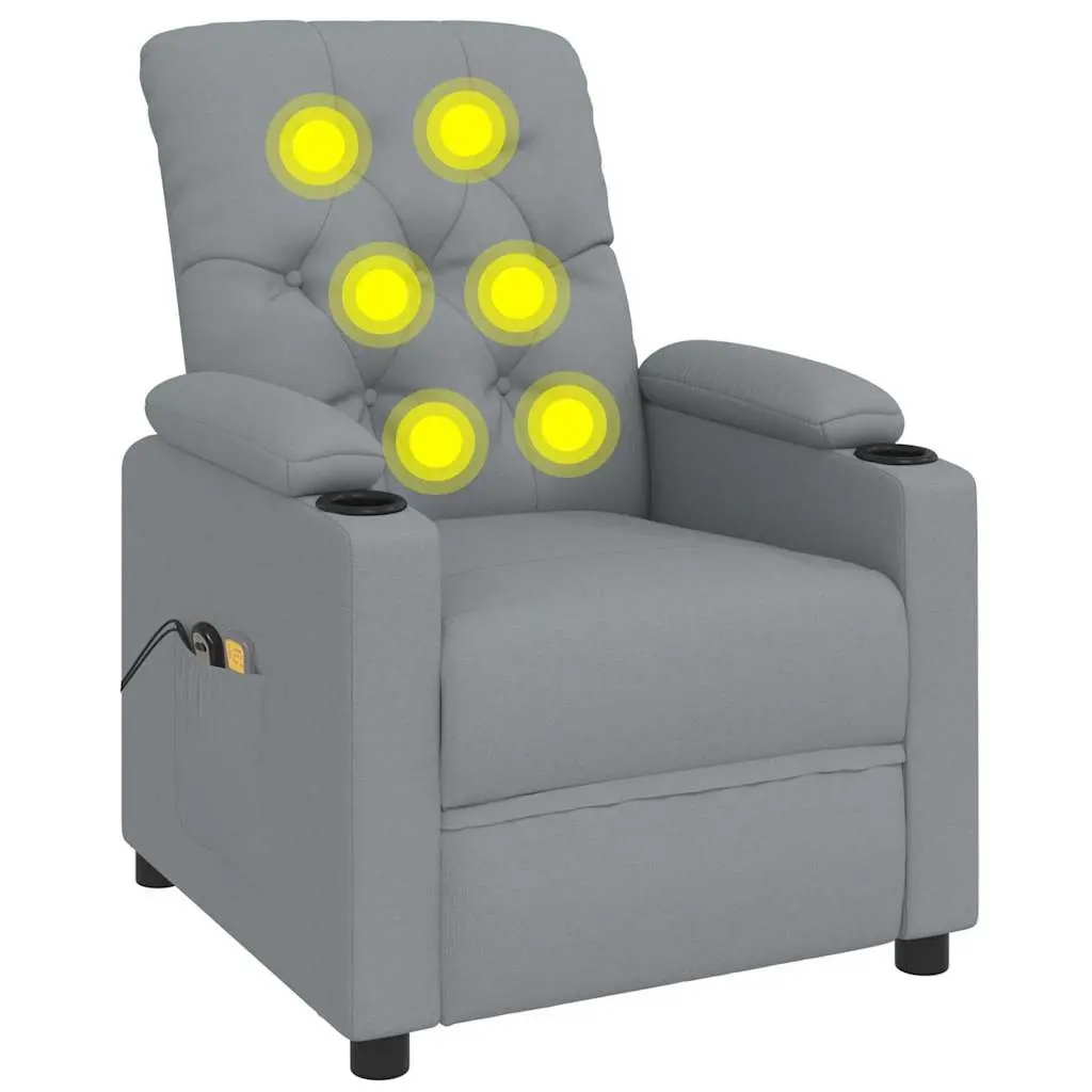 Stand Up Massage Chair Electric Recliner Lift Function Vibration Grey Fabric