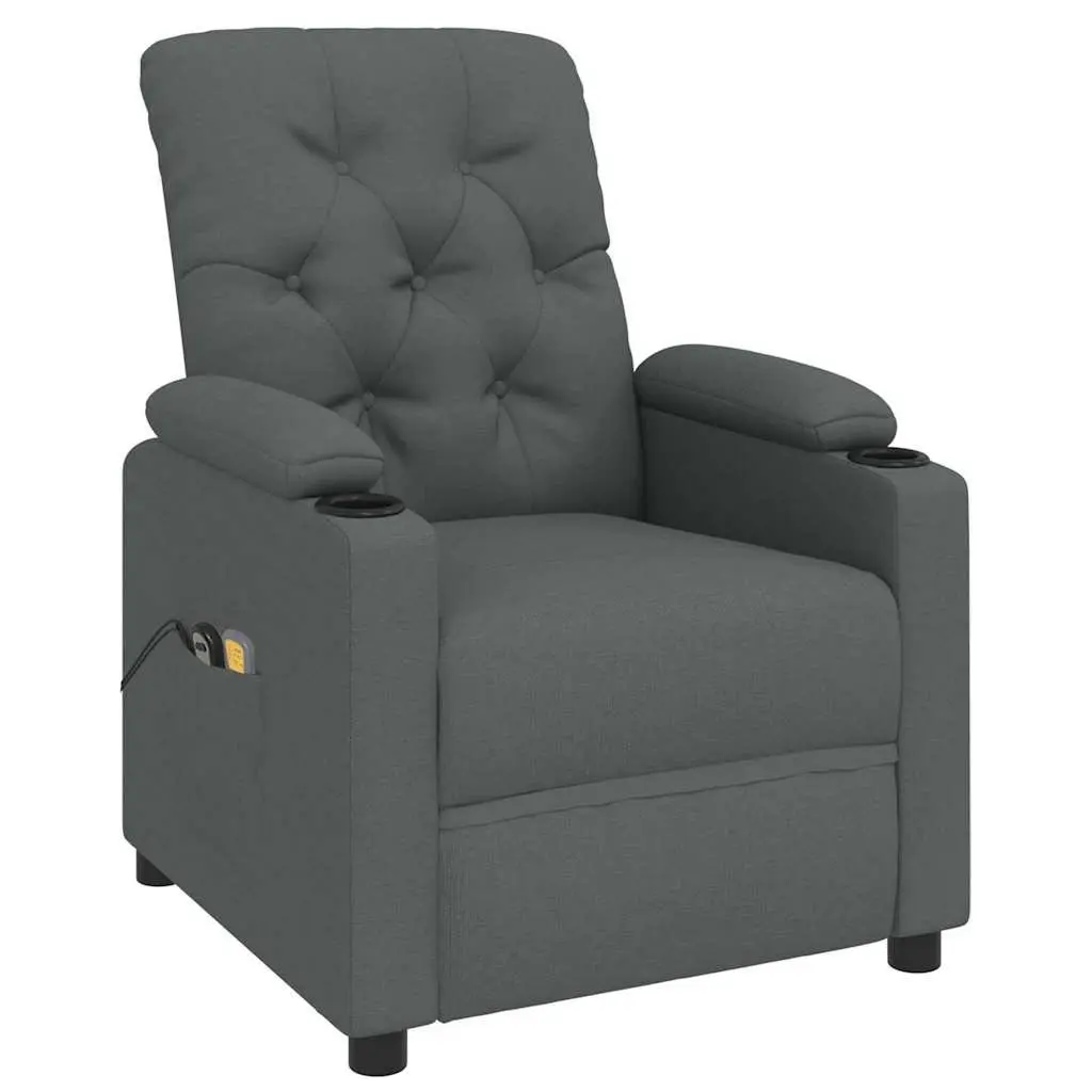 Electric Massage Chair Stand Up Lift Function Grey Fabric
