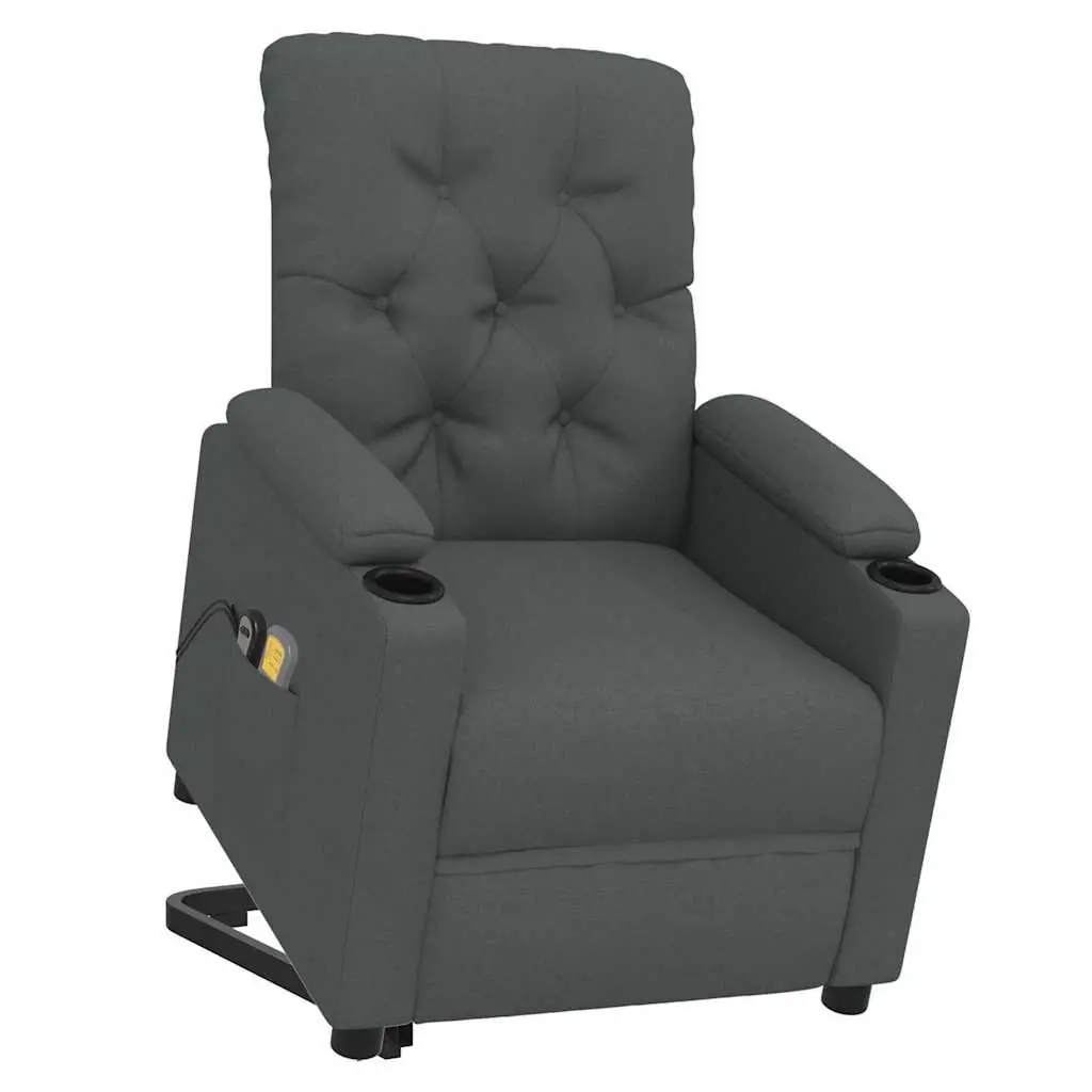 Electric Massage Chair Stand Up Lift Function Grey Fabric