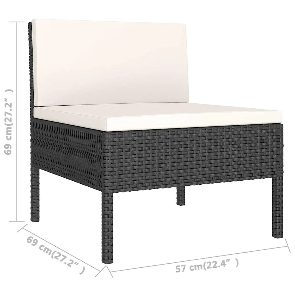 Garden Lounge Set 6 Piece Outdoor Patio Furniture Black Rattan