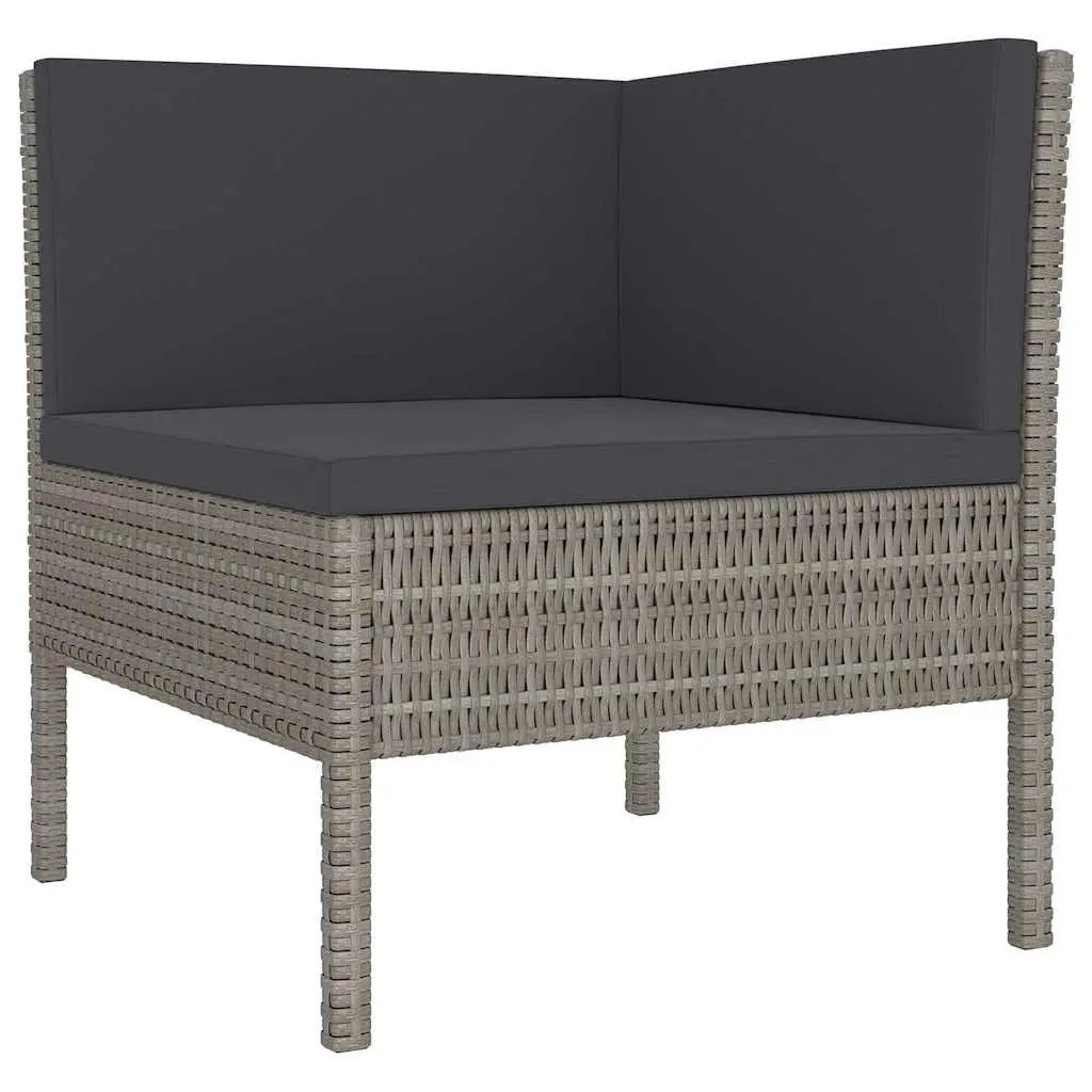 Outdoor Furniture Set 6 Piece Grey PE Rattan Lounge with Cushions for Relaxing Patio Living