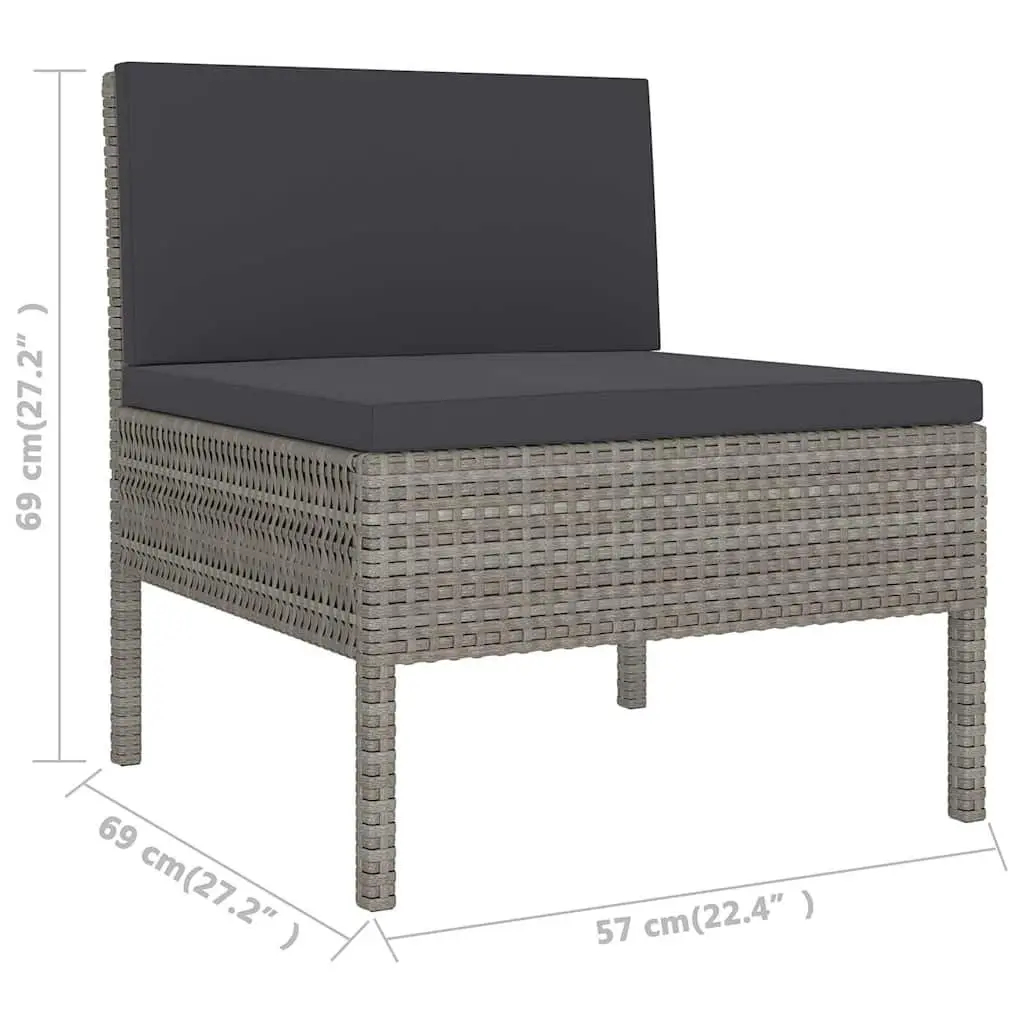 Outdoor Furniture Set 6 Piece Grey PE Rattan Lounge with Cushions for Relaxing Patio Living