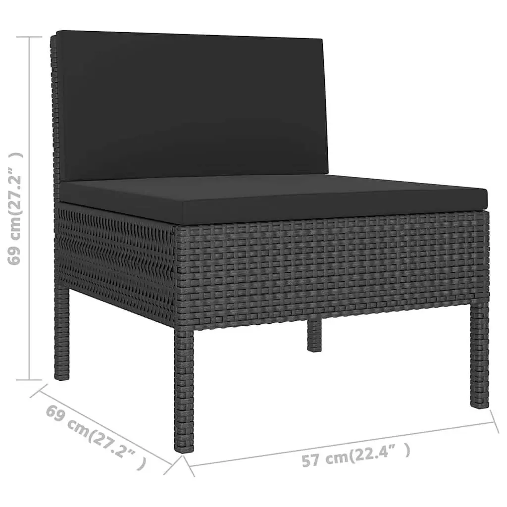 Garden Lounge Set Outdoor Patio Furniture 5 Piece Black Rattan