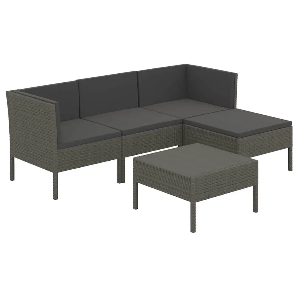 Garden Lounge Set 5 Piece Outdoor Furniture Patio Sectional Grey