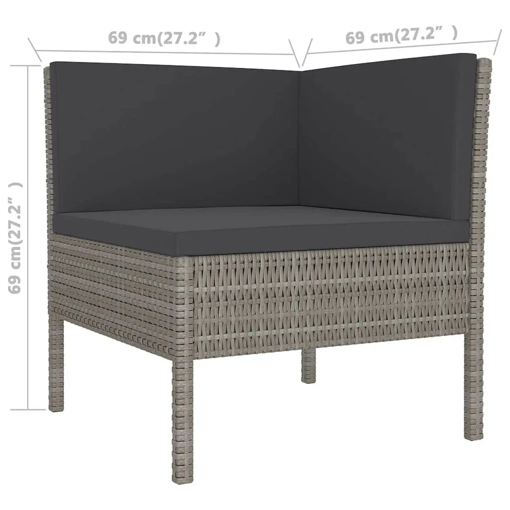 Garden Lounge Set 5 Piece Outdoor Furniture Patio Sectional Grey