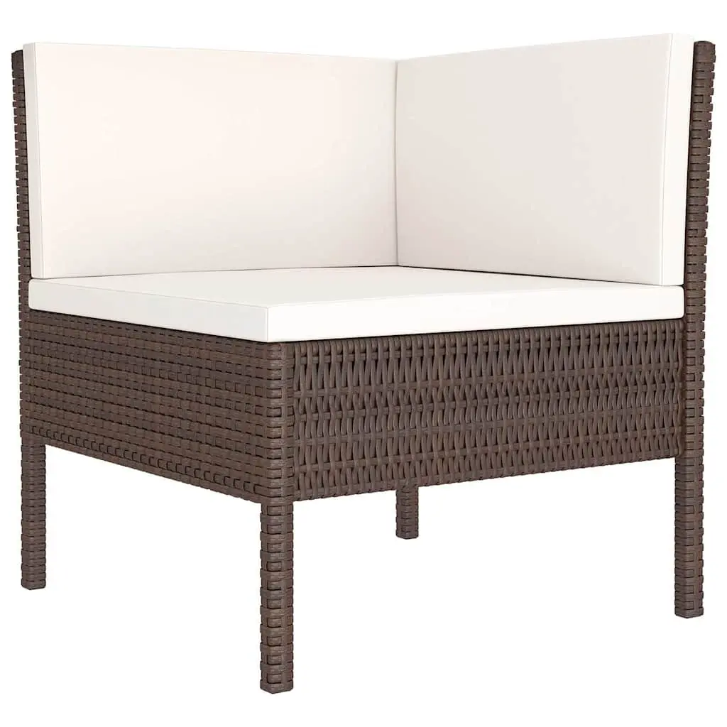 Garden Lounge Set Outdoor Furniture 6 Piece Brown Poly Rattan Patio Seating